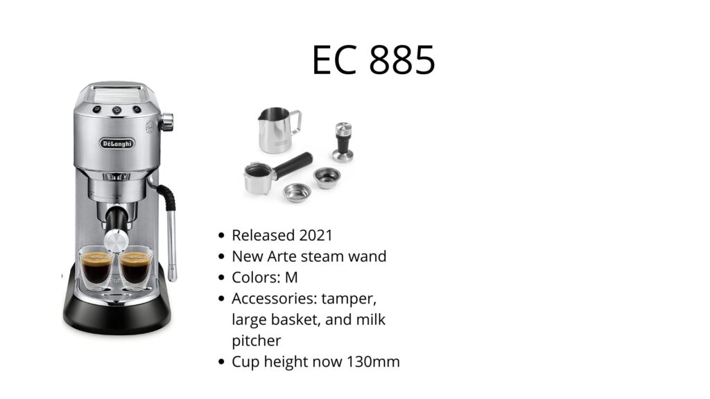 DeLonghi Dedica Style EC 685.W Drip - 1300 W - 15 bar - 1.16 quart - White,  Flat White - Stainless Steel Body