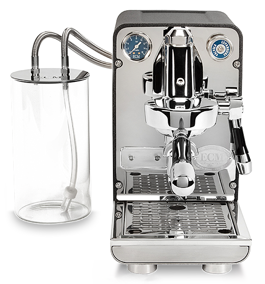 ECM Puristika espresso machine with glass water resevoir