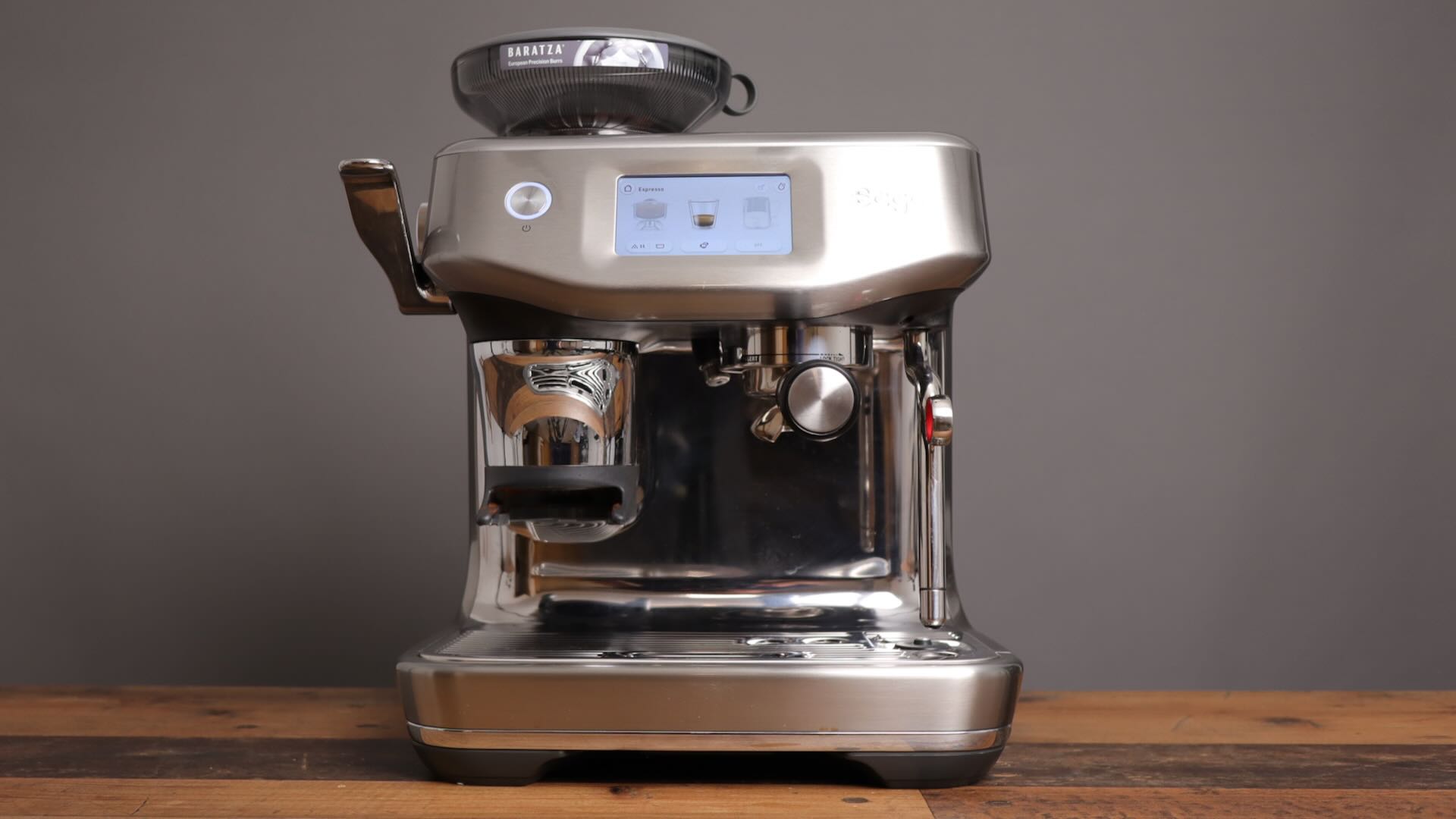 Breville Barista Express Impress from the front - a sweet espresso machine