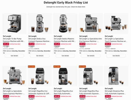 Black Friday Sales in Coffee (Delonghi, Ninja, Breville)