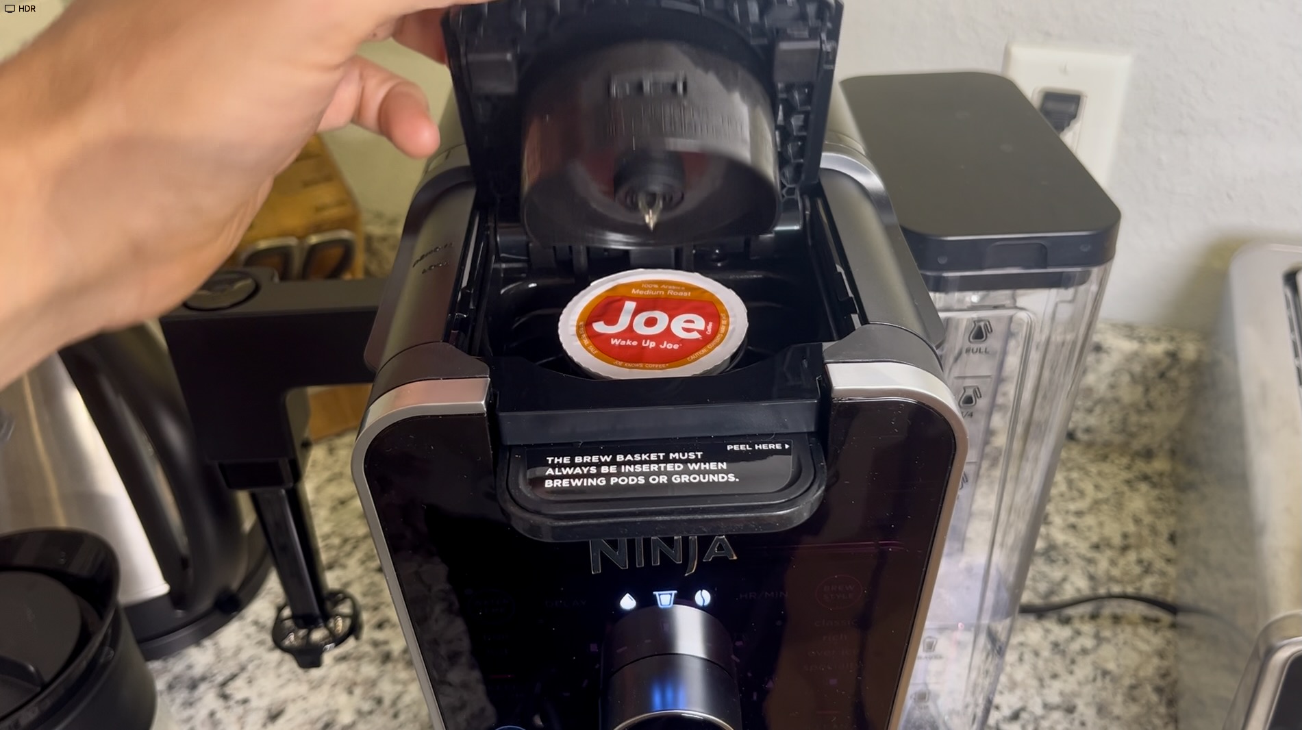 Inserting a K-Cup in the Ninja DualBrew Pro